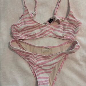 Triangl Swimwear Pink and White Bikini